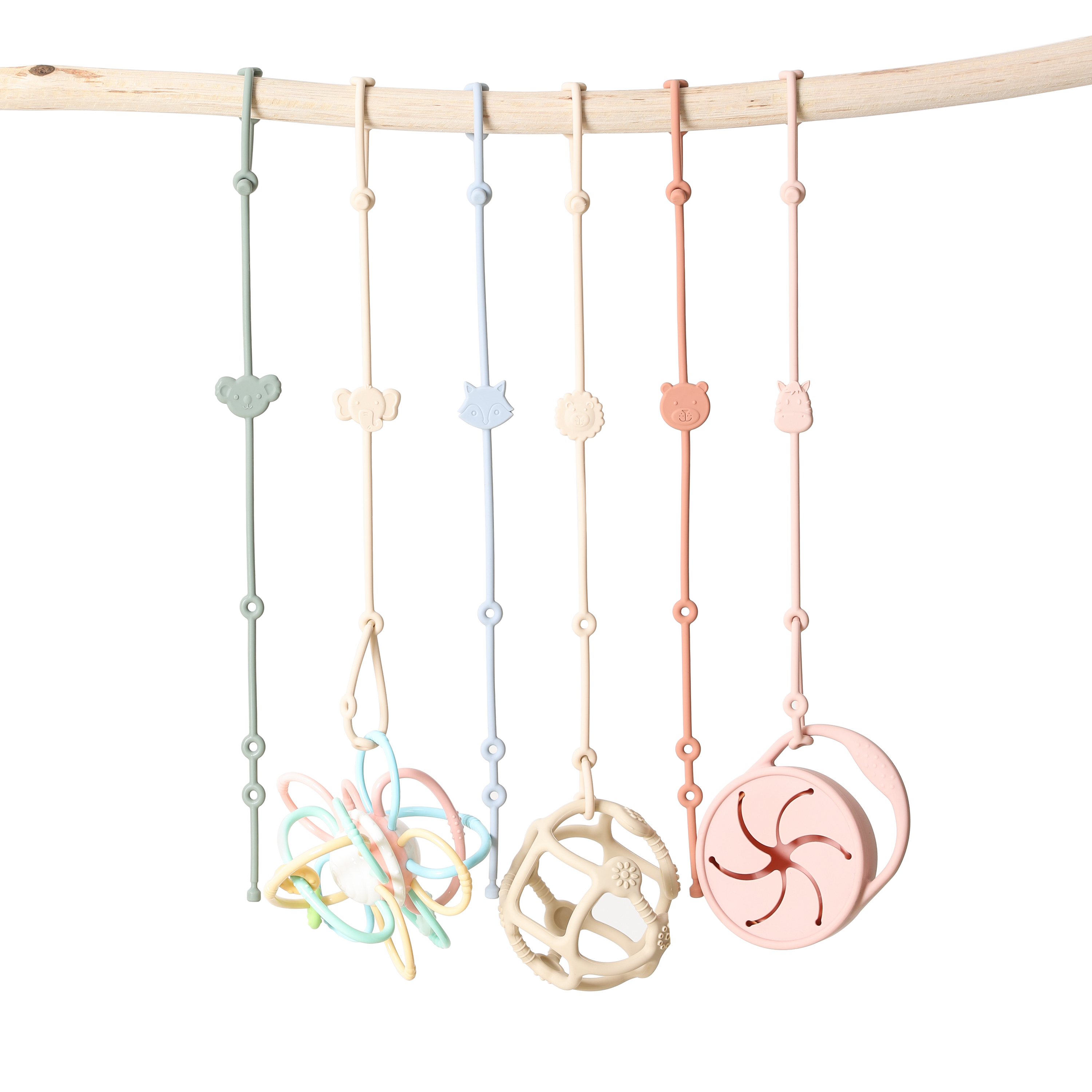 AliExpress 6pcs Baby Silicone Toys Straps ,Cartoon Animal Shape Anti-Lost Adjustable Pacifier Chain For  For Strollers, High Chairs, view 6