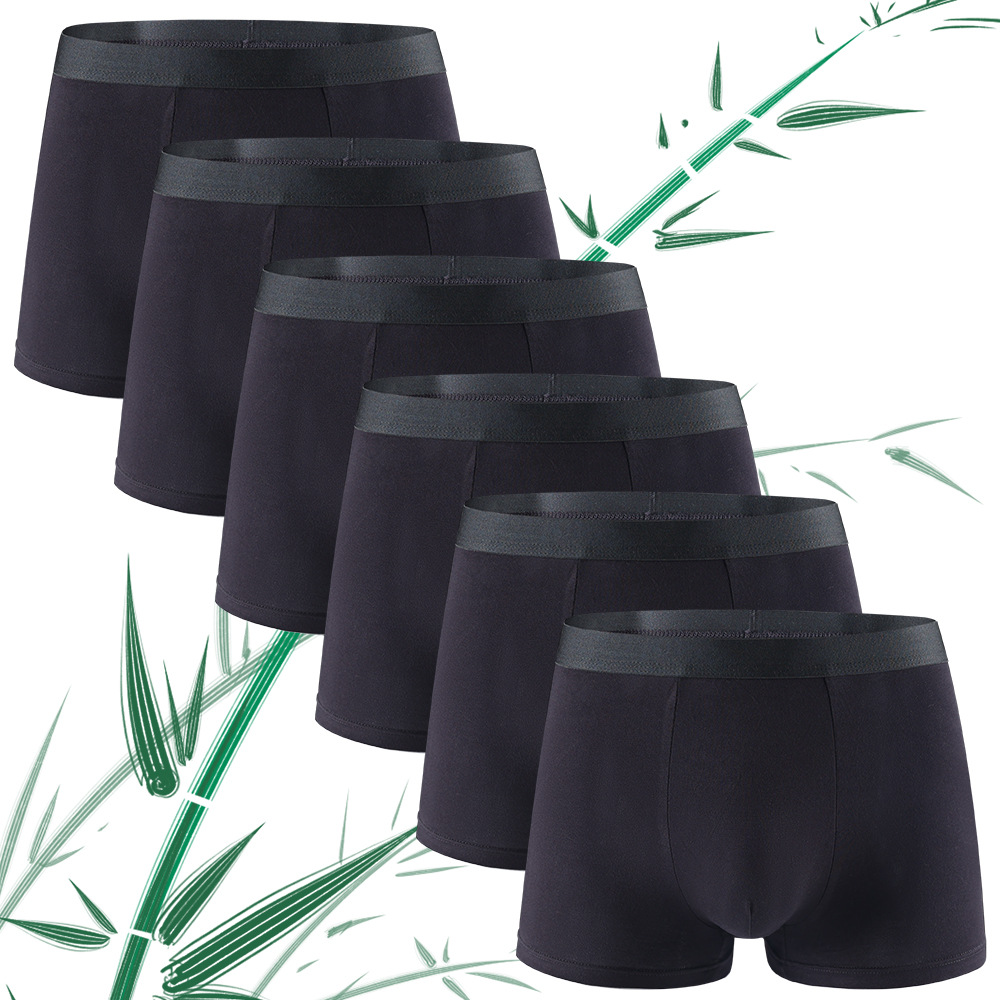 AliExpress 6pcs Bamboo Fiber Men Flat Underwear Solid Color Simple Mid Waist Sports Underpants Soft Breathear High Quality Fabric Knickers