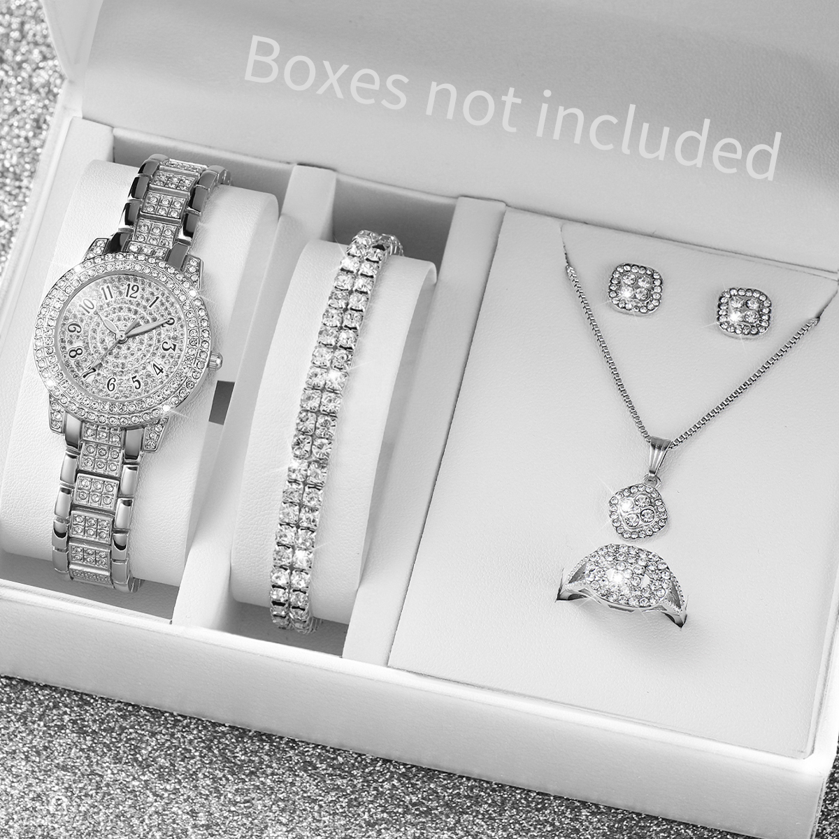 AliExpress Women's Gold Steel Band Watch and Jewelry Set, view 2