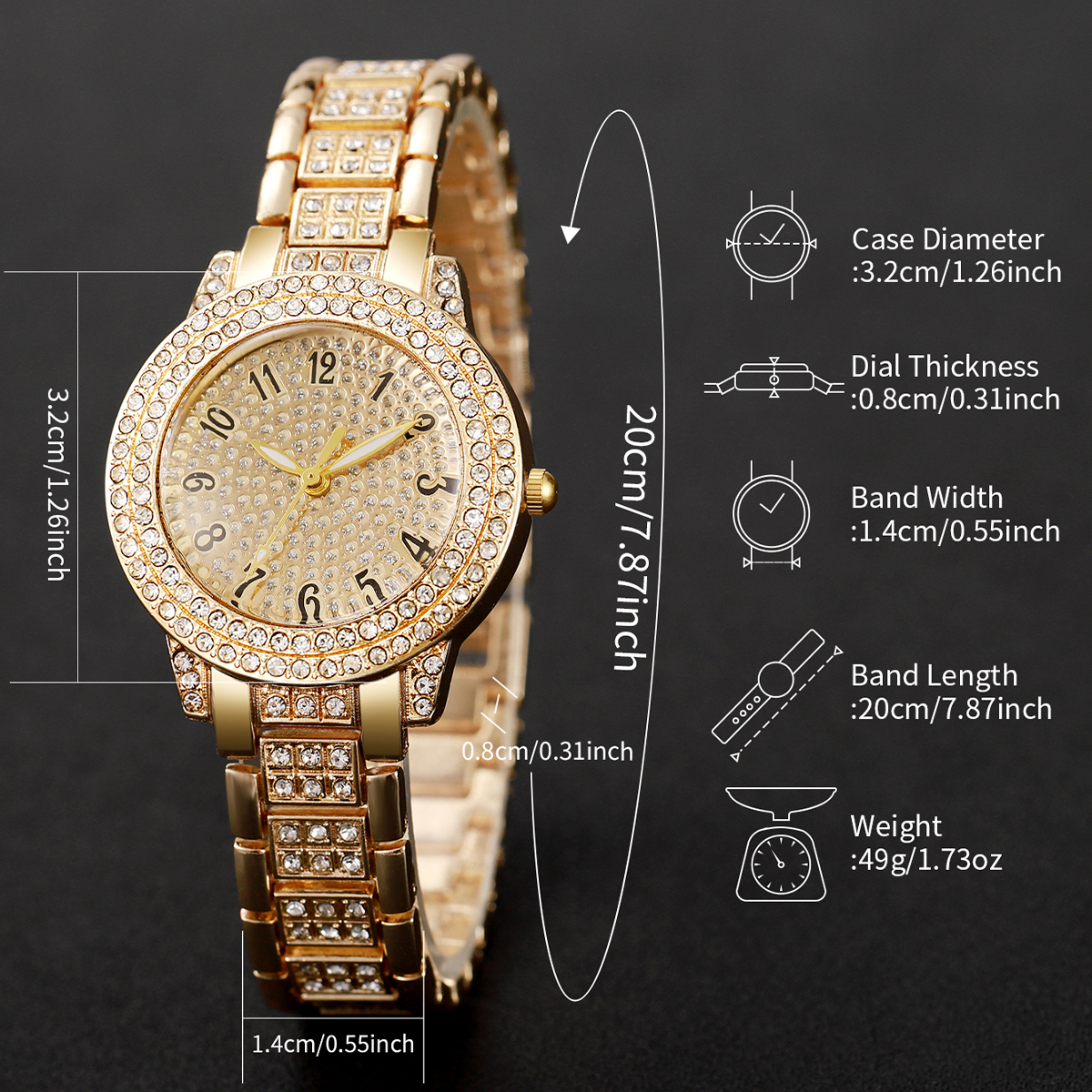 AliExpress Women's Gold Steel Band Watch and Jewelry Set, view 5