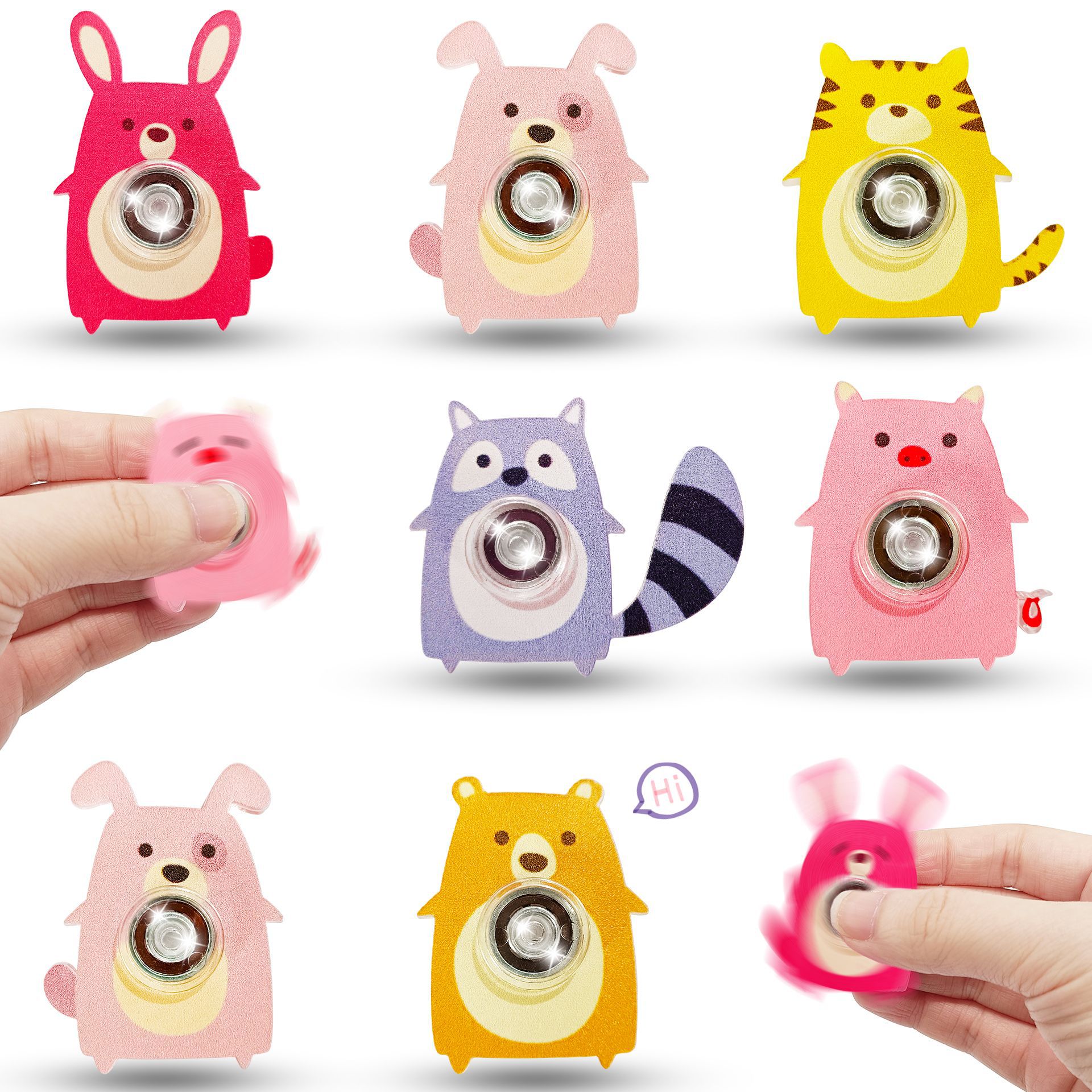 AliExpress 6PCS Fingertip Gyro Toy Creative Acrylic Animal Cat Dog Fox Fidget Spinners Toys Stress Relief Party Favors Gifts, view 3