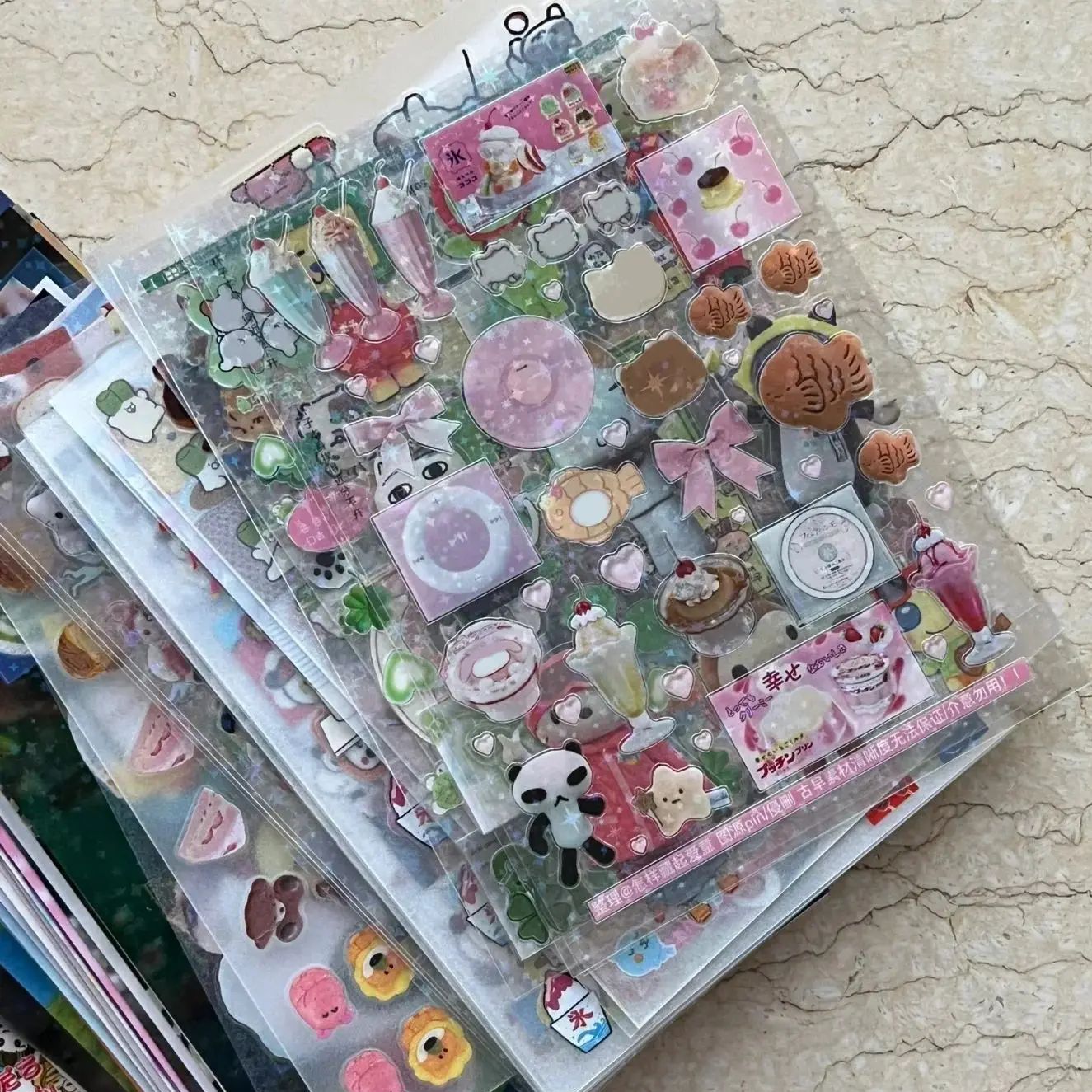 AliExpress 6pcs Glitter Stickers Y2K DIY Toploader Scrapbooking Journal Decor Stickers for Phone Kawaii Transparent PET Stickers Gift