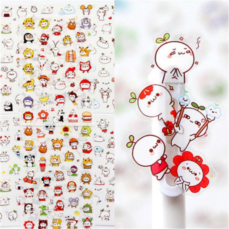 AliExpress 6Pcs/Lot Waterproof Cartoon Transparent Pvc Stickers DIY Hand Account Diary Decorative Stickers Kawaii Phone Cup Stickers, view 2