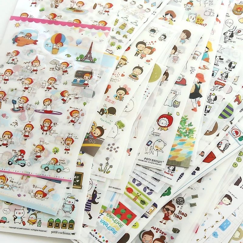 AliExpress 6Pcs/Lot Waterproof Cartoon Transparent Pvc Stickers DIY Hand Account Diary Decorative Stickers Kawaii Phone Cup Stickers, view 3
