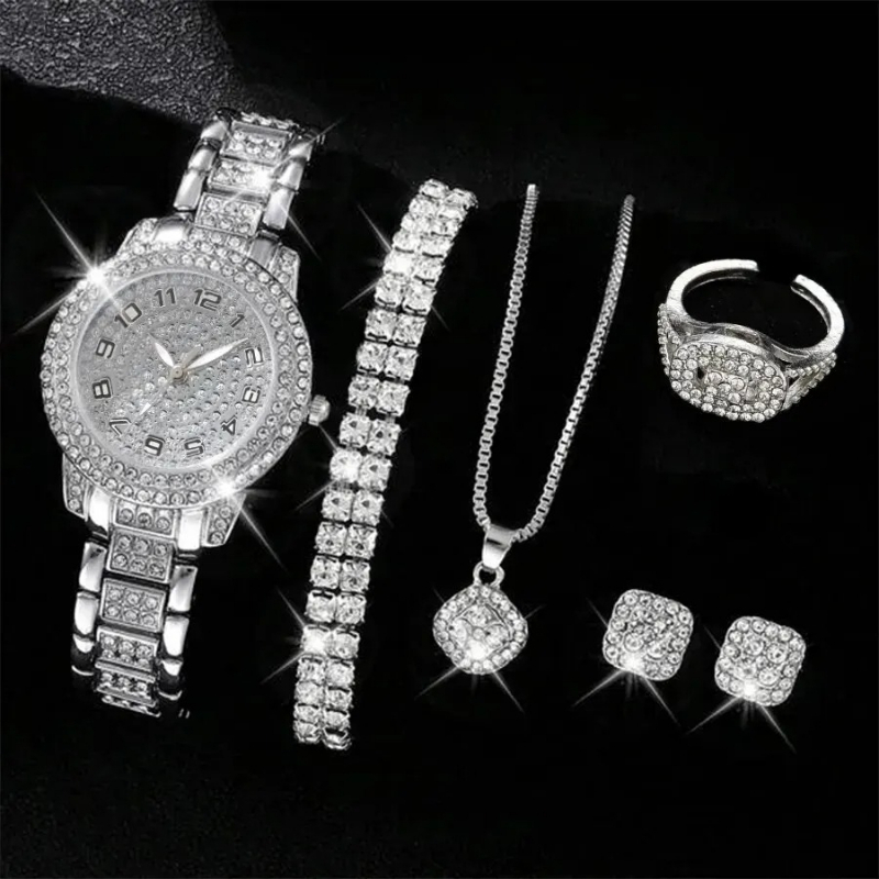 AliExpress Women's Rhinestone Quartz Watch and Jewelry Set, view 3