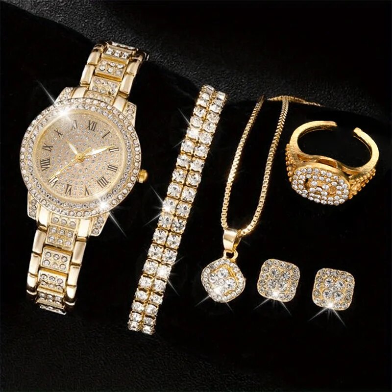 AliExpress Women's Rhinestone Quartz Watch and Jewelry Set, view 4