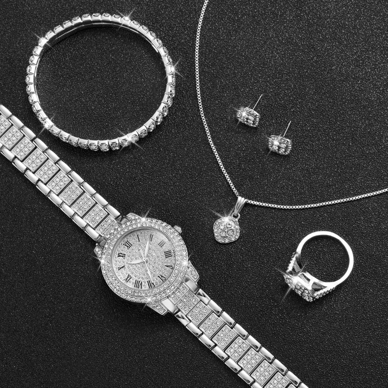 AliExpress Women's Rhinestone Quartz Watch and Jewelry Set, view 5