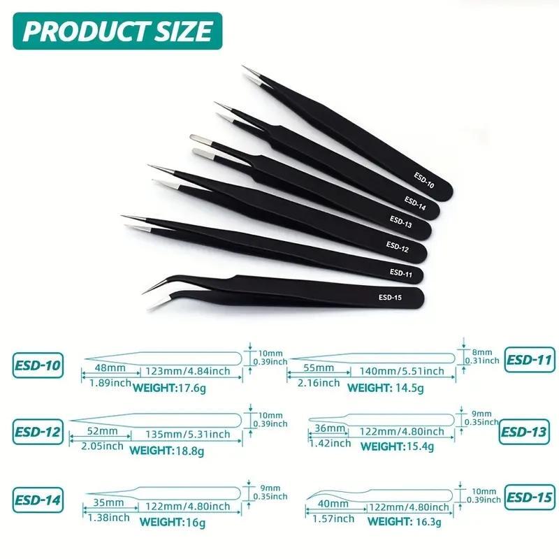 AliExpress ESD Anti-Static Long Precision Tweezers (6-Piece), view 5
