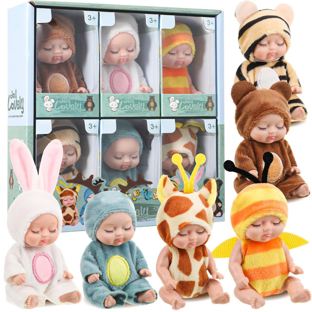 AliExpress 6Pcs Reborn Doll Kit Toy Simulation Princess Dolls Toy Mini Cute Sleeping Baby with Clothes Accessories Birthday Gift for Kids