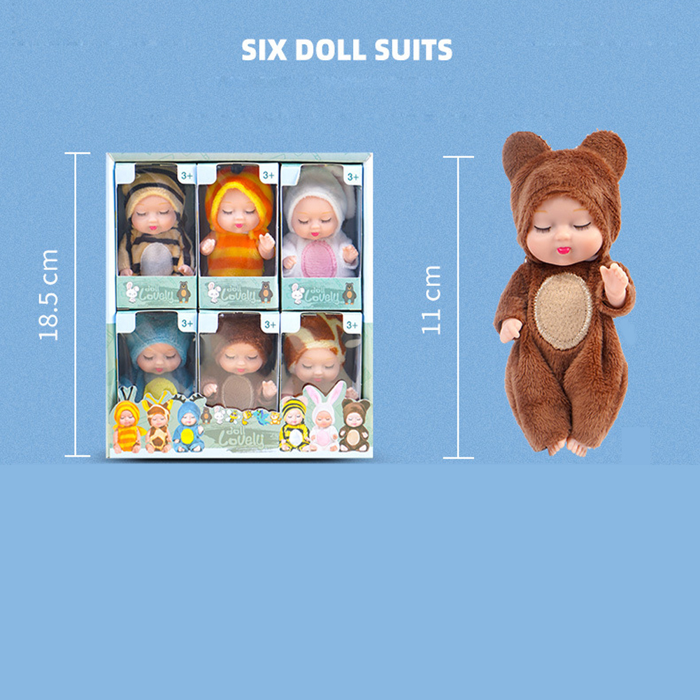 AliExpress 6Pcs Reborn Doll Kit Toy Simulation Princess Dolls Toy Mini Cute Sleeping Baby with Clothes Accessories Birthday Gift for Kids, view 2