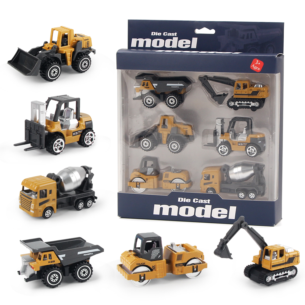 AliExpress 6pcs/set Alloy Engineering Truck Toy Car Classic Construction Model Vehicle Loader Tractor Excavator Toys for Boys Gifts