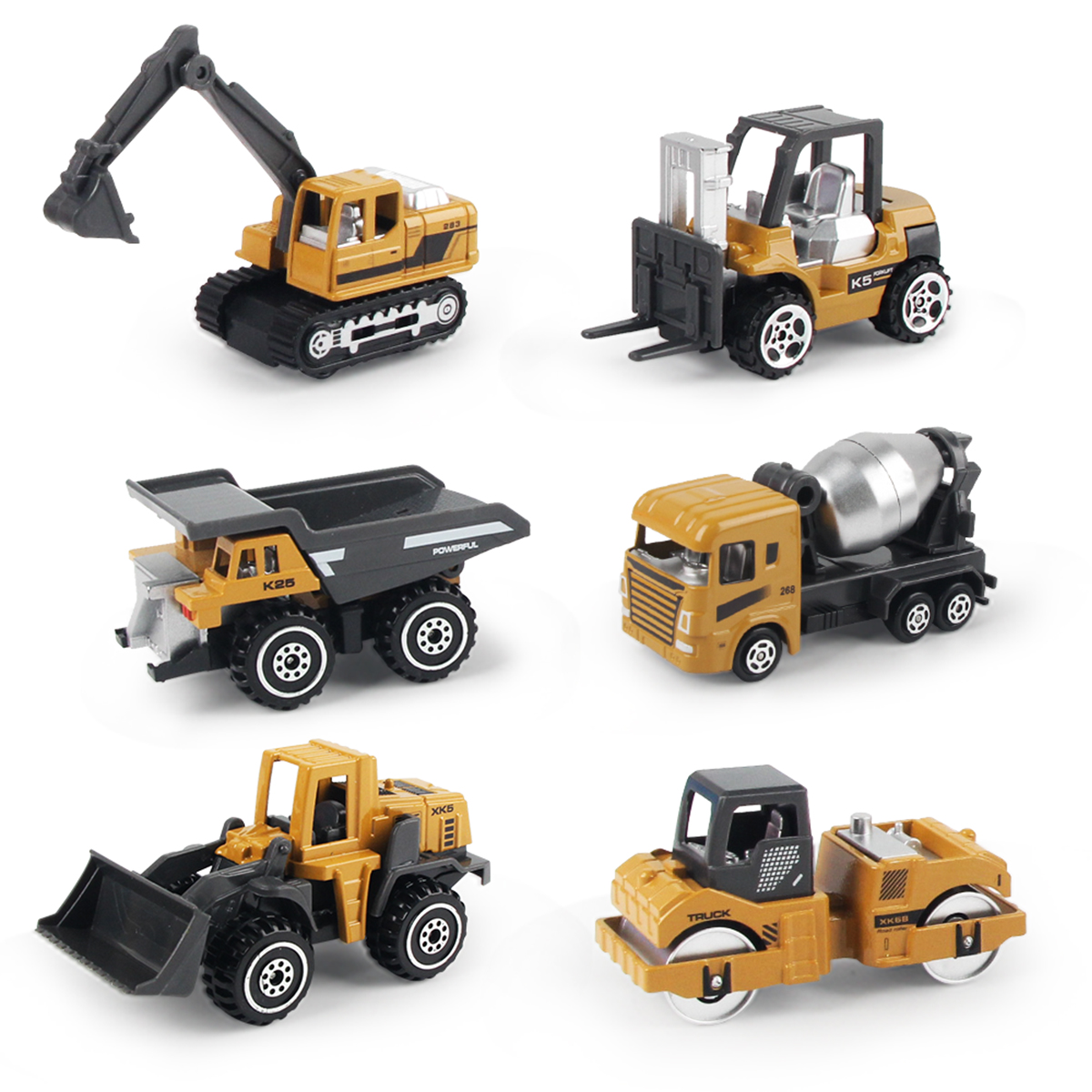 AliExpress 6pcs/set Alloy Engineering Truck Toy Car Classic Construction Model Vehicle Loader Tractor Excavator Toys for Boys Gifts, view 2