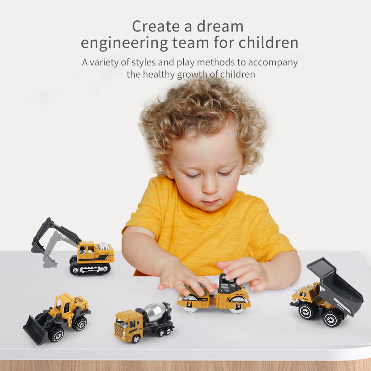 AliExpress 6pcs/set Alloy Engineering Truck Toy Car Classic Construction Model Vehicle Loader Tractor Excavator Toys for Boys Gifts, view 4