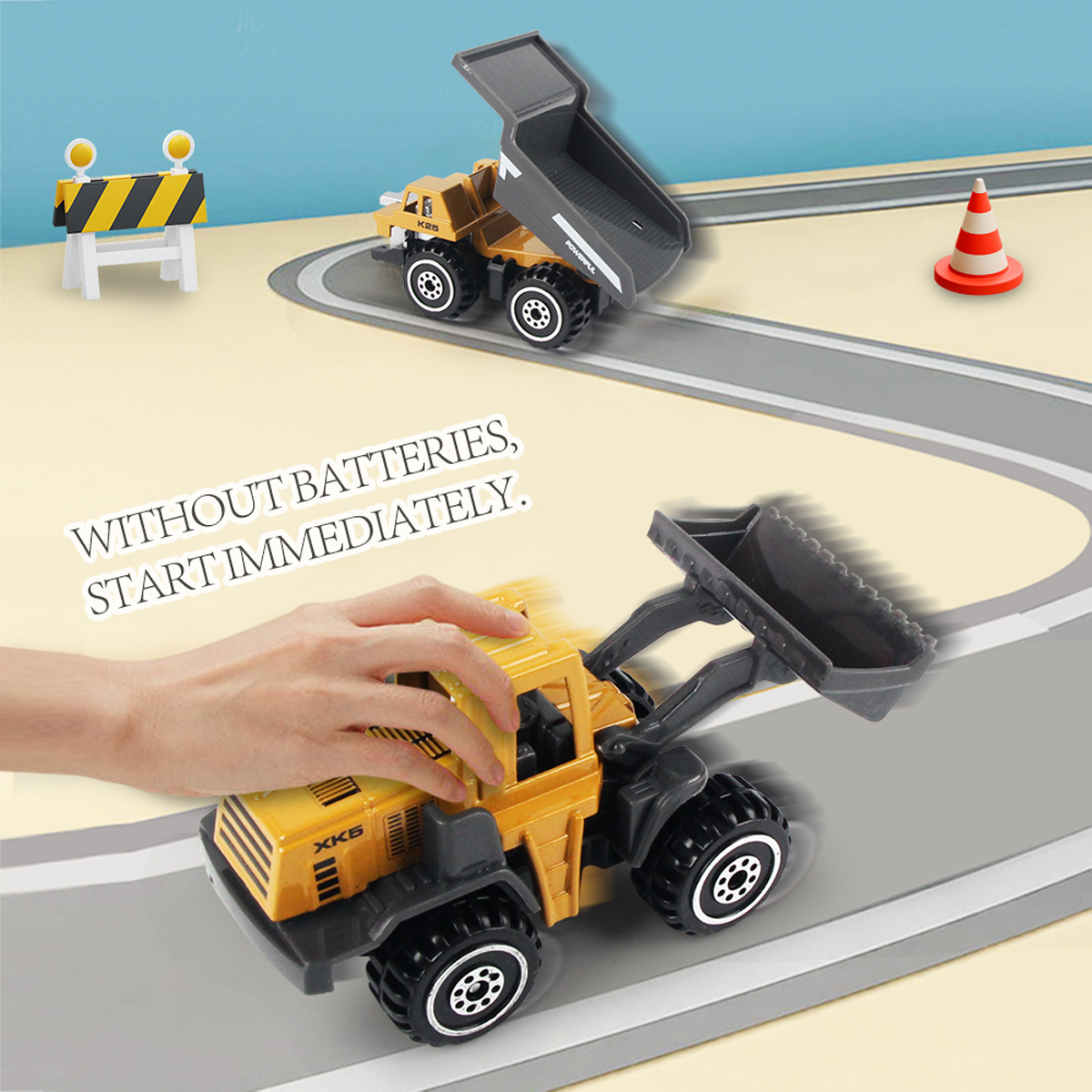 AliExpress 6pcs/set Alloy Engineering Truck Toy Car Classic Construction Model Vehicle Loader Tractor Excavator Toys for Boys Gifts, view 5