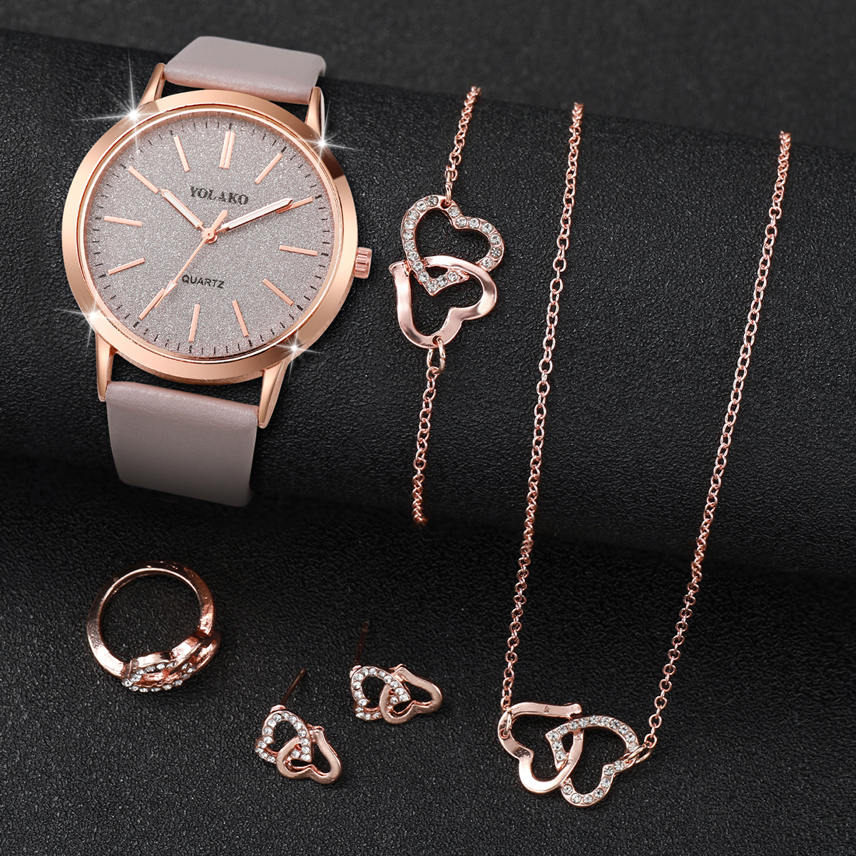 AliExpress 6-Piece Women's Frosted Dial Quartz Watch Set, view 2