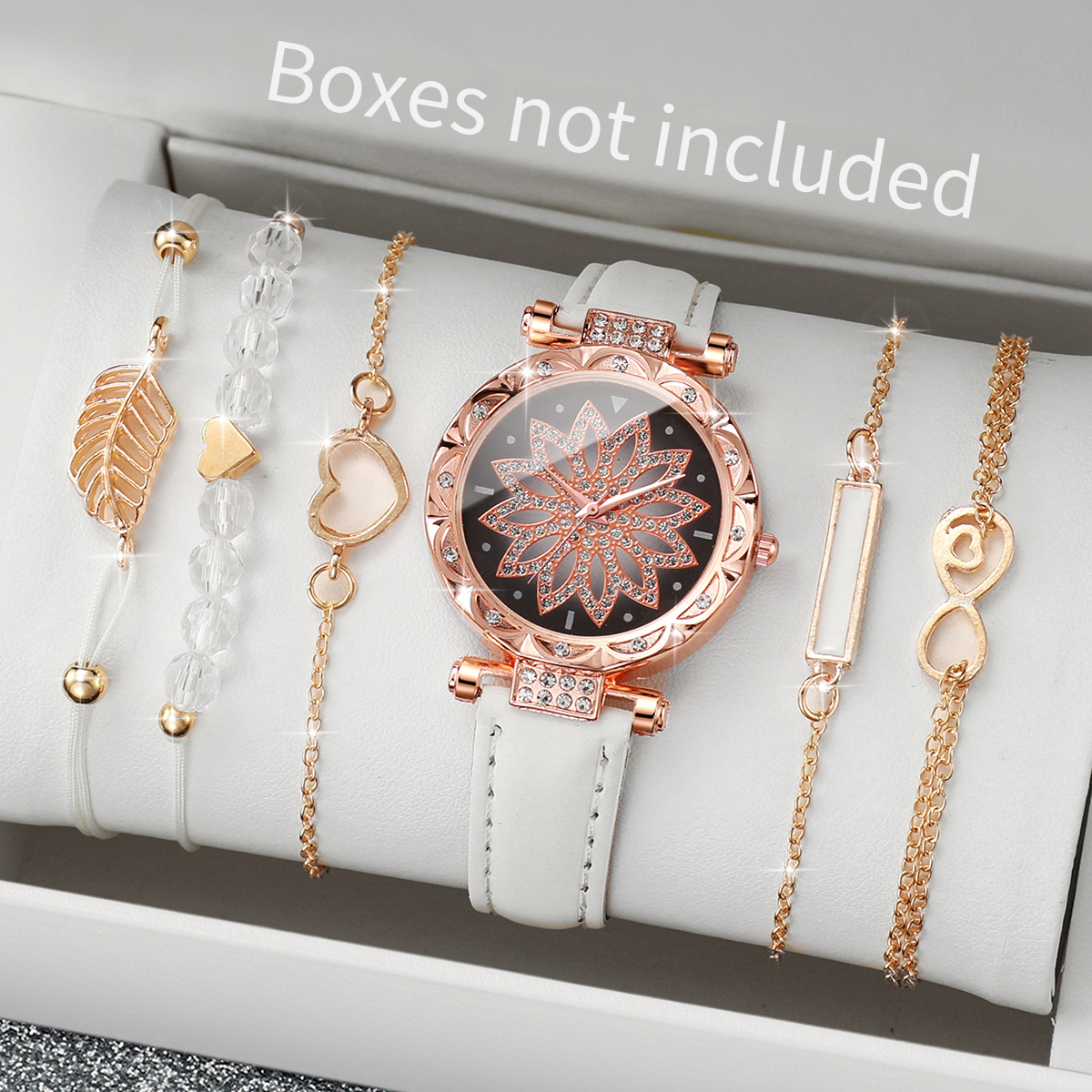 AliExpress Women's Heart Dial Quartz Watch Set (6-Piece), view 5