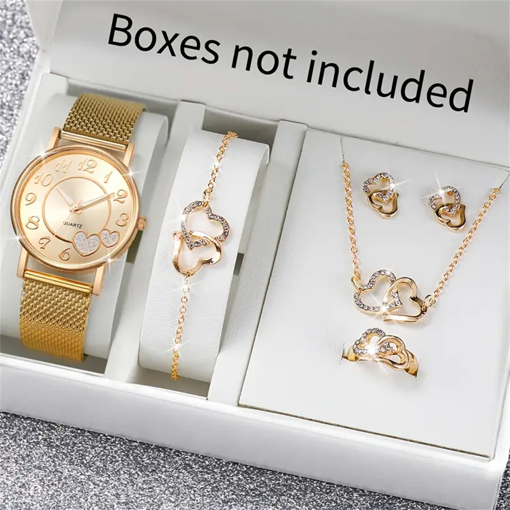 AliExpress 6-Piece Heart Butterfly Women's Watch Jewelry Set