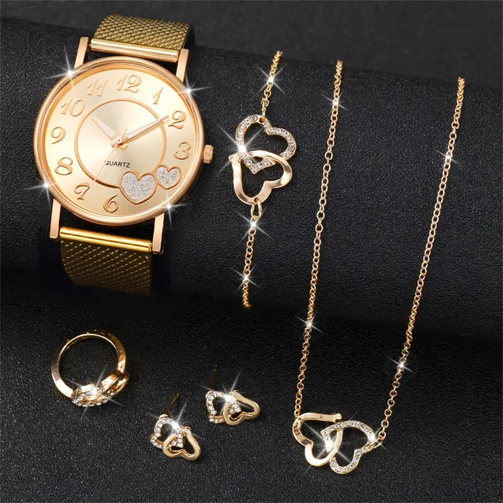 AliExpress 6-Piece Heart Butterfly Women's Watch Jewelry Set, view 5