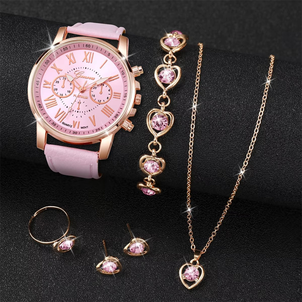 AliExpress Women's Heart Rhinestone Quartz Watch Set (6-Piece), view 6