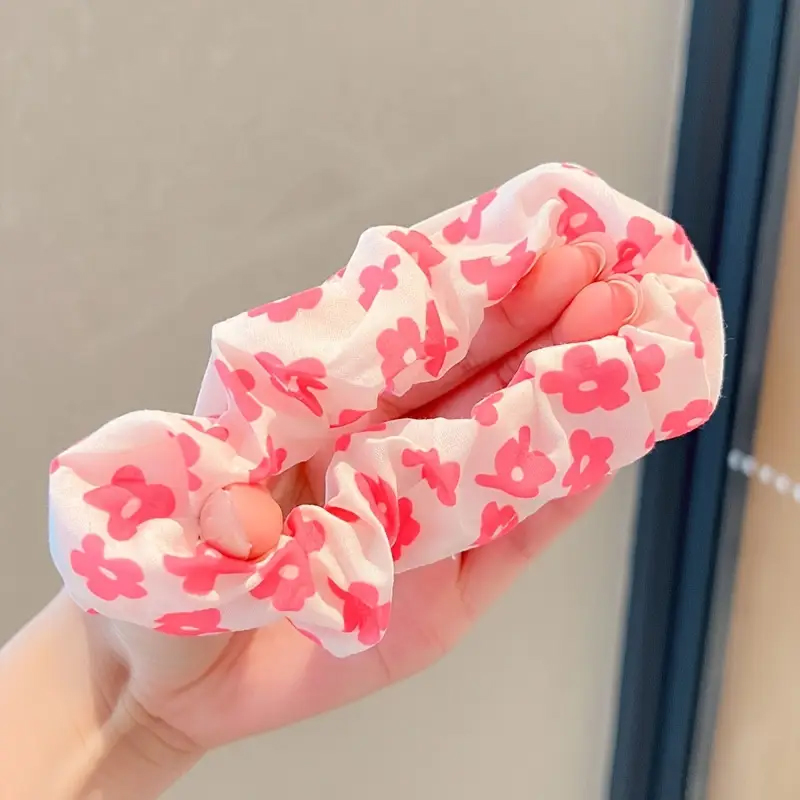AliExpress 6-Piece Pink Peach Blossom Check Scrunchies, view 6