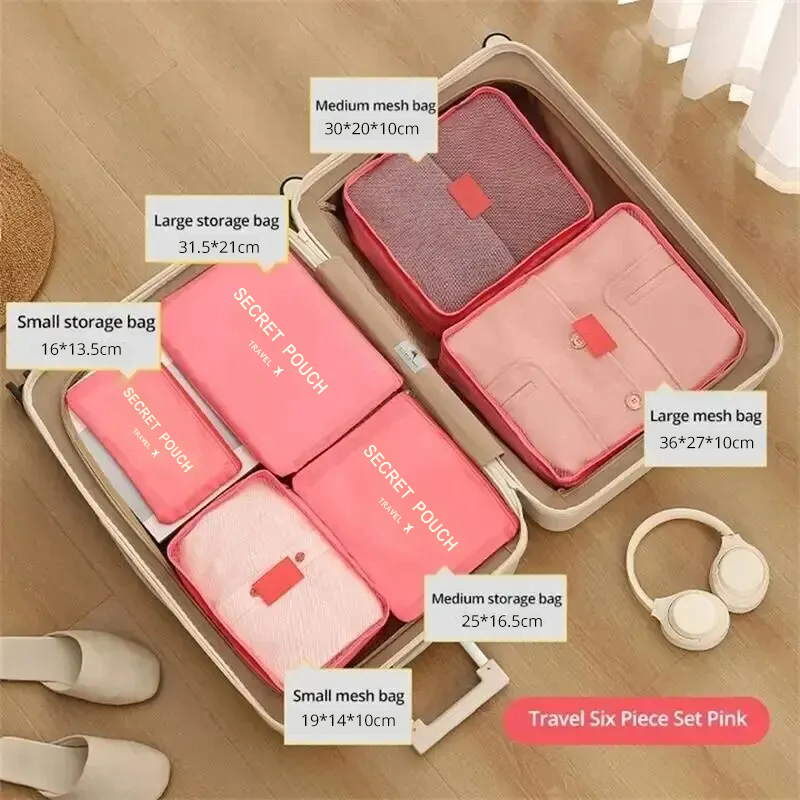 AliExpress 6pcs Travel Storage Bag Large Capacity Luggage Clothes Sorting Organizer Set Suitcase Pouch Case Shoes Packing Cube Bag, view 6