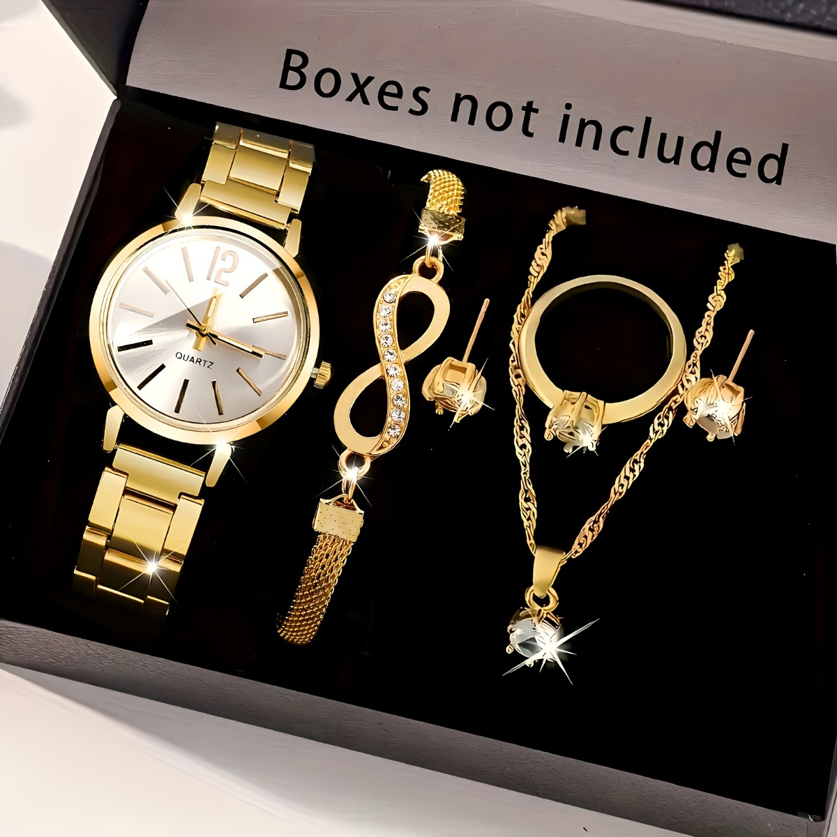 AliExpress 6-Piece Quartz Watch and Crystal Jewelry Set