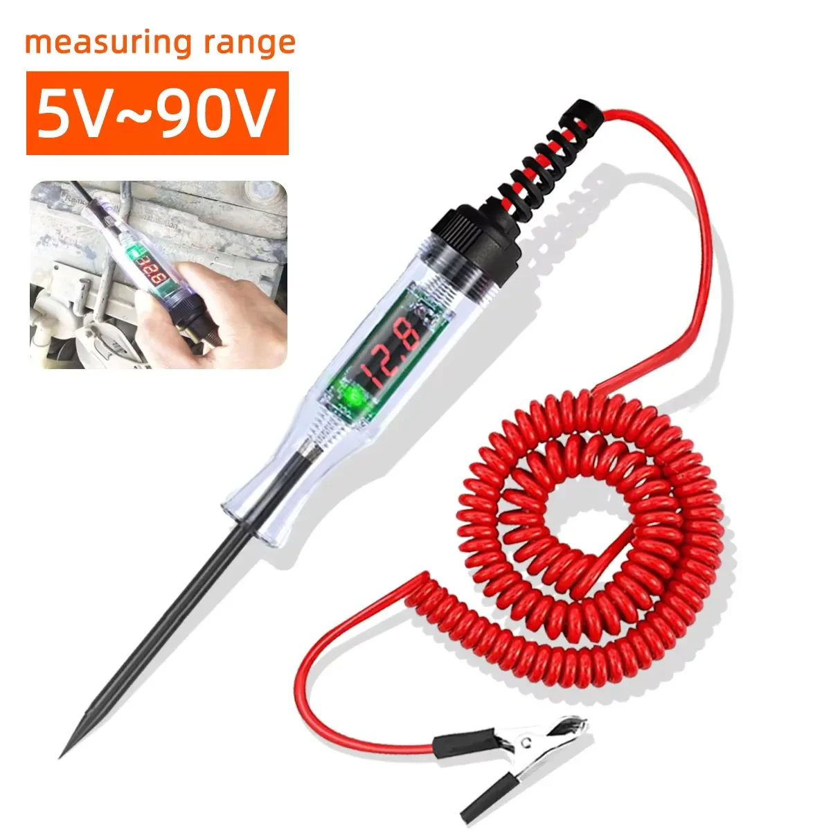 AliExpress 6V 12V 24V Car Truck Voltage Circuit Tester Pen, 5V-90V Digital Display Auto Test Light Probe for Automotive