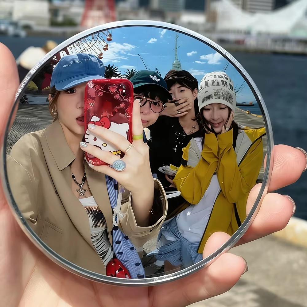 AliExpress 7.5cm/9.5cm Mini Round Mirror Travel Selfie Mirrors Portable Convex Wide-angle Spherical Mirror for IPhone Samsung Vlogging
