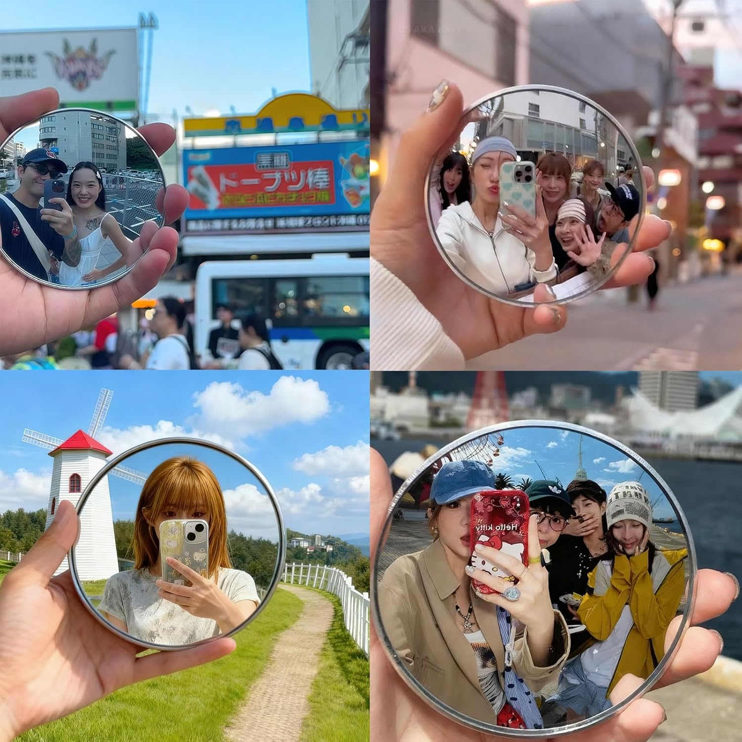 AliExpress 7.5cm/9.5cm Mini Round Mirror Travel Selfie Mirrors Portable Convex Wide-angle Spherical Mirror for IPhone Samsung Vlogging, view 4
