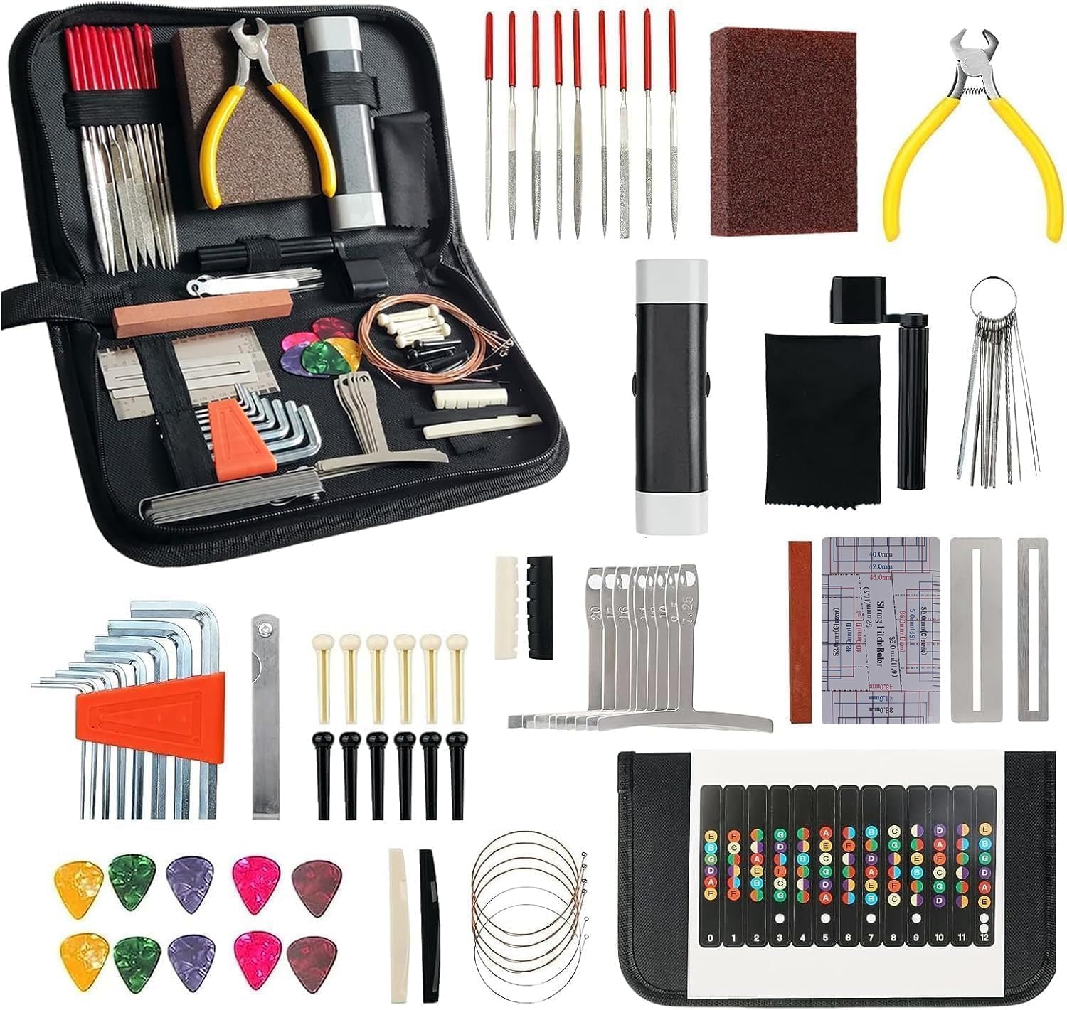 AliExpress 72PCS Guitar Repair Tool Kit Guitar Maintenance Tool Set for Guitar Ukulele Bass Banjo Luthier Tools Guitar Repair Tool Kit, view 2