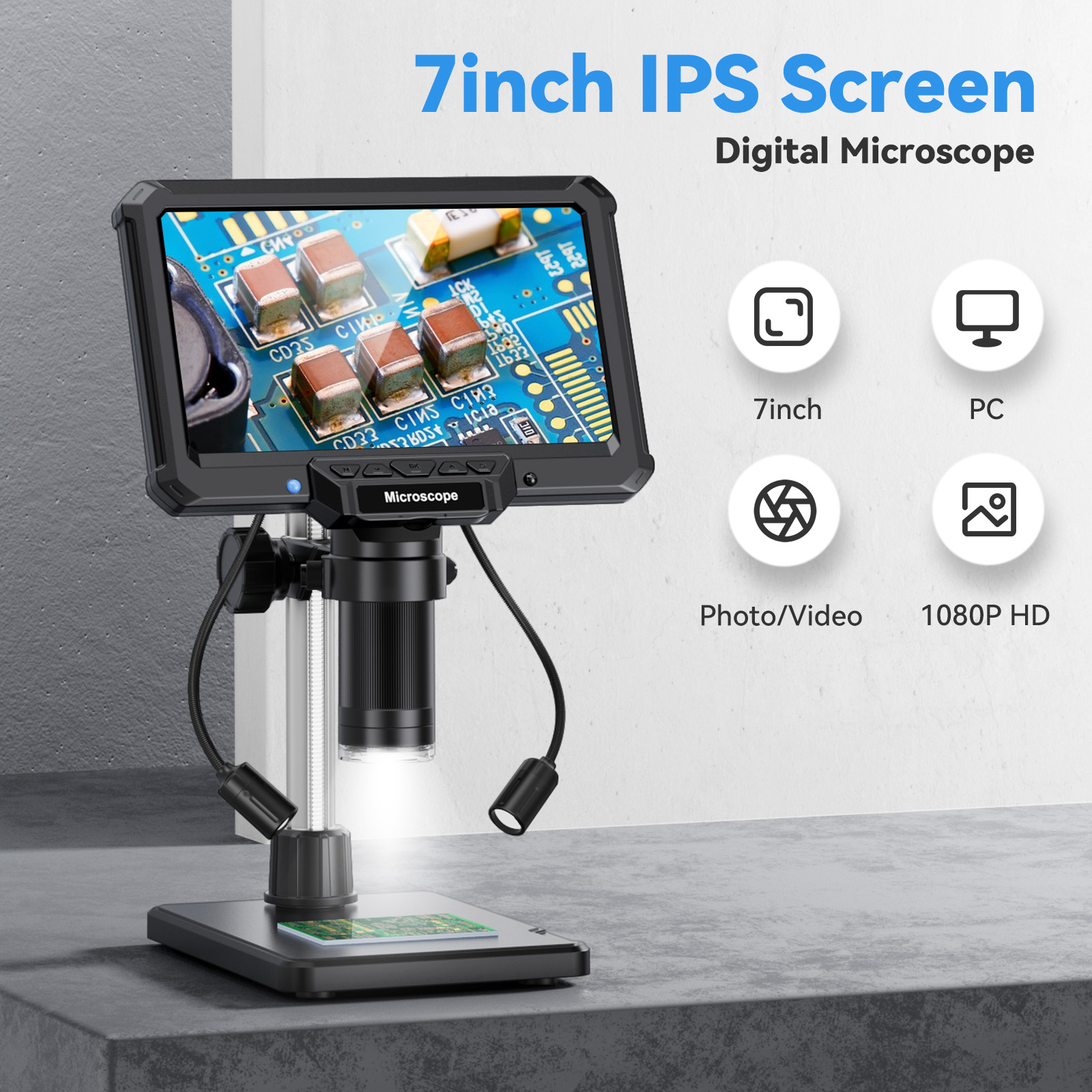 AliExpress 7 Inch Digital Microscope (1200X, 16MP)