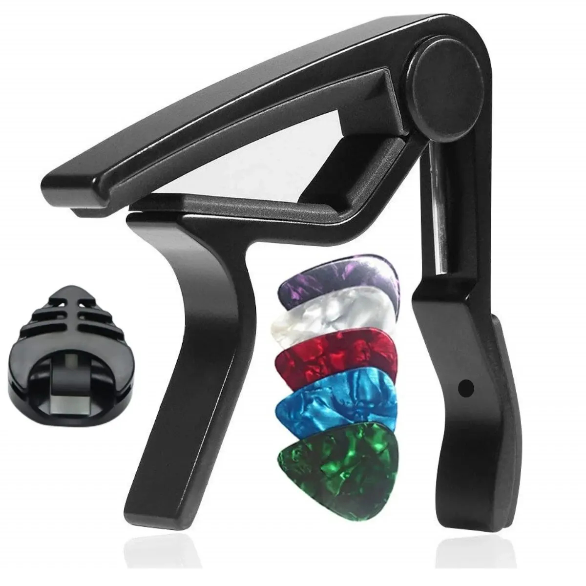 AliExpress 7pcs Guitar Capo for Acoustic And Electric Guitars With 5 Picks for Free And 1 Holder,Black; Silver, view 5