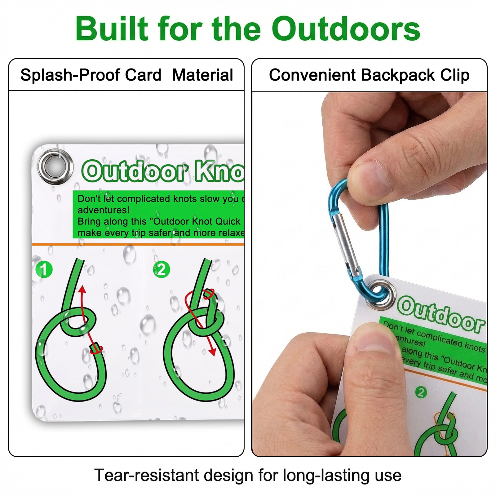 AliExpress 7PCS/SET Outdoor Knot Essentials Cards 27 Classic Knots Guide with Mini Carabiner, Durable Pocket Reference for Camping Backpack, view 5