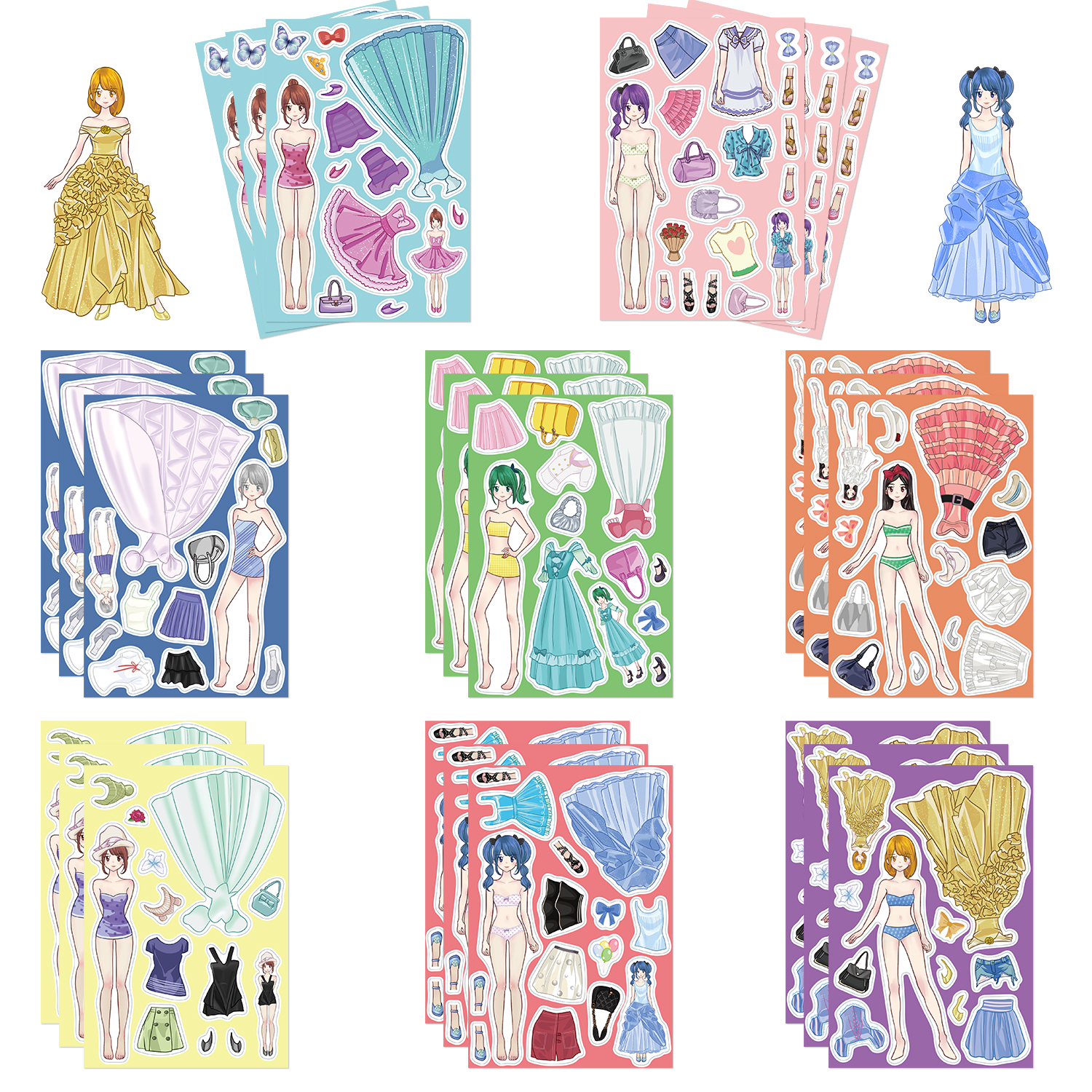 AliExpress 8/16/32PCS Princess Costume Puzzle Stickers for ' Hearts Fun Dress Up Matching Creative Handbooks Waterproof Stickers