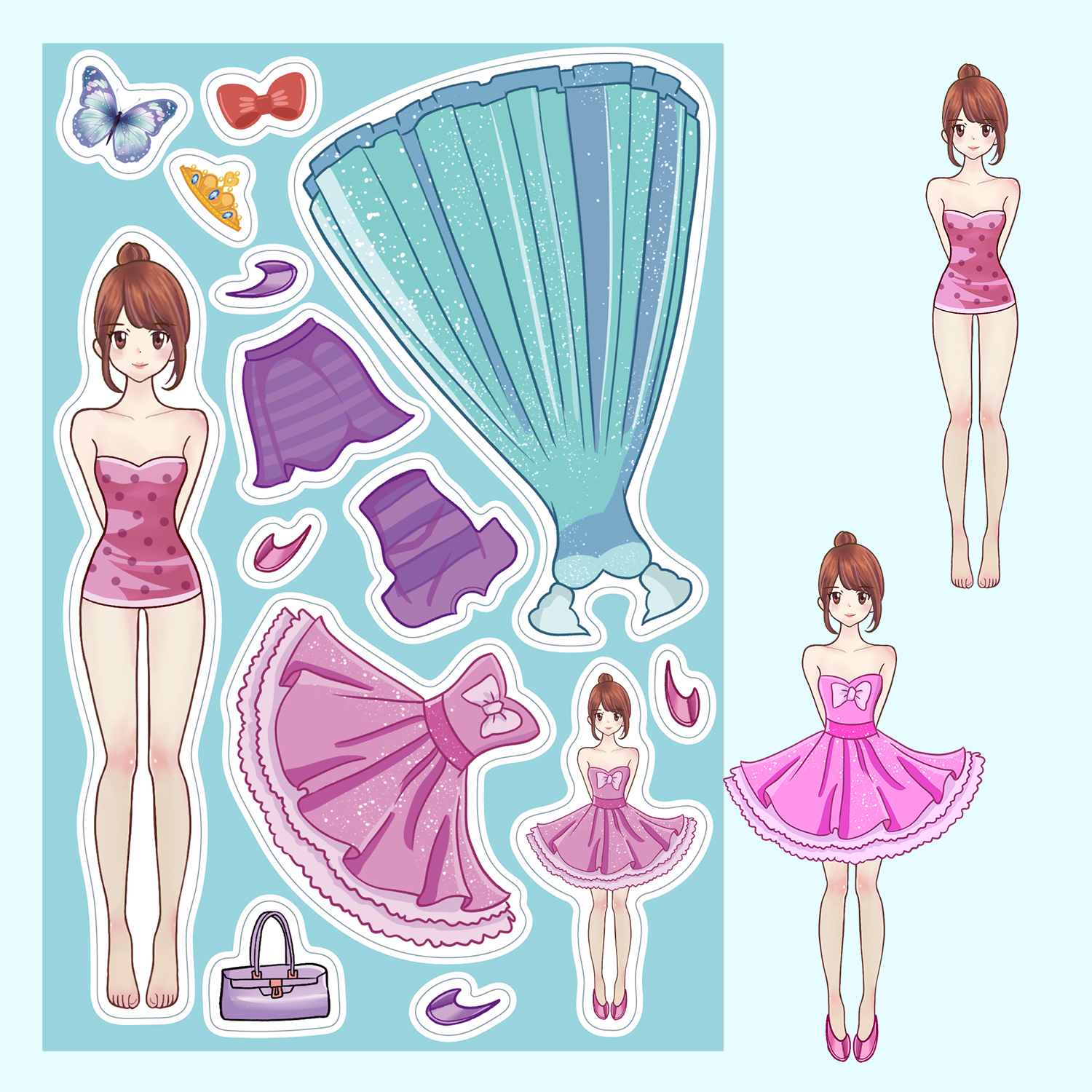 AliExpress 8/16/32PCS Princess Costume Puzzle Stickers for ' Hearts Fun Dress Up Matching Creative Handbooks Waterproof Stickers, view 3