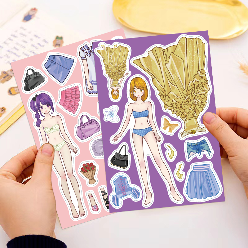 AliExpress 8/16/32PCS Princess Costume Puzzle Stickers for ' Hearts Fun Dress Up Matching Creative Handbooks Waterproof Stickers, view 4