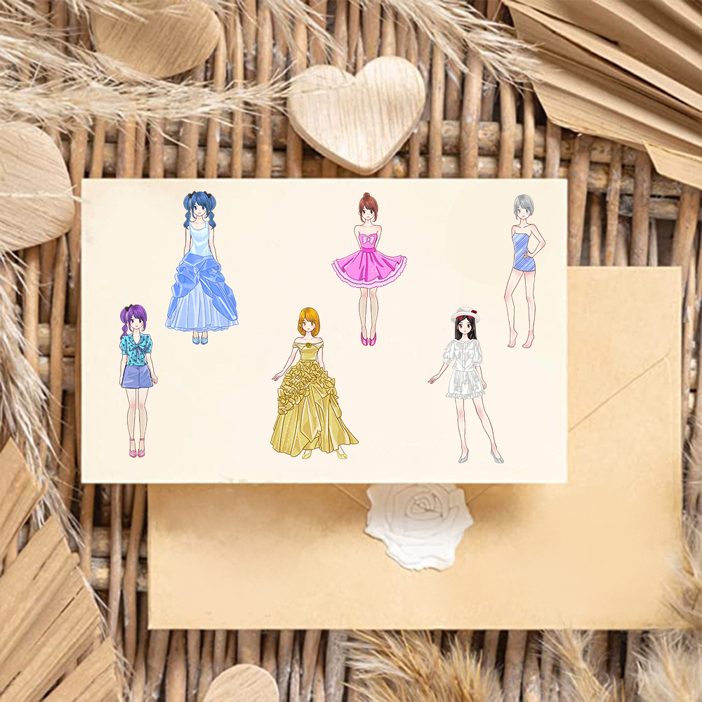 AliExpress 8/16/32PCS Princess Costume Puzzle Stickers for ' Hearts Fun Dress Up Matching Creative Handbooks Waterproof Stickers, view 5