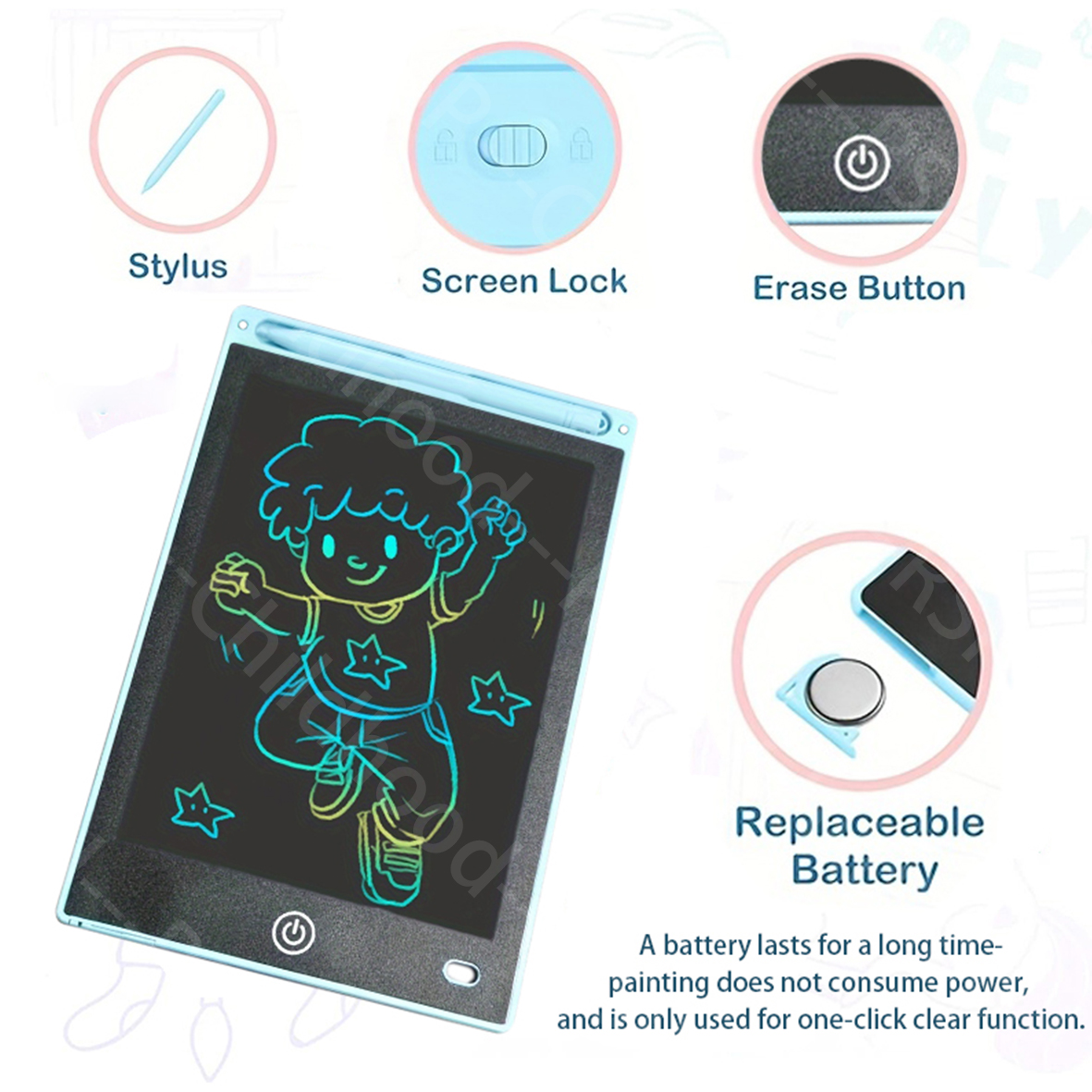 AliExpress 8.5 Inch LCD Drawing Tablet Electronic Writing Board Handwriting Pads Portable Electronic Tablet for 3 4 5 6 7 8 Years Kids Gift, view 4