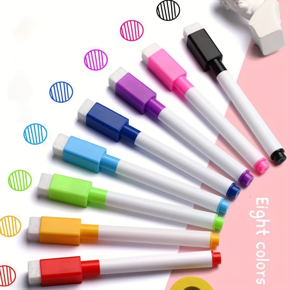 AliExpress 8 Colors Erasable Whiteboard Markers with Eraser, Safe Kids Graffiti Pens for Home School