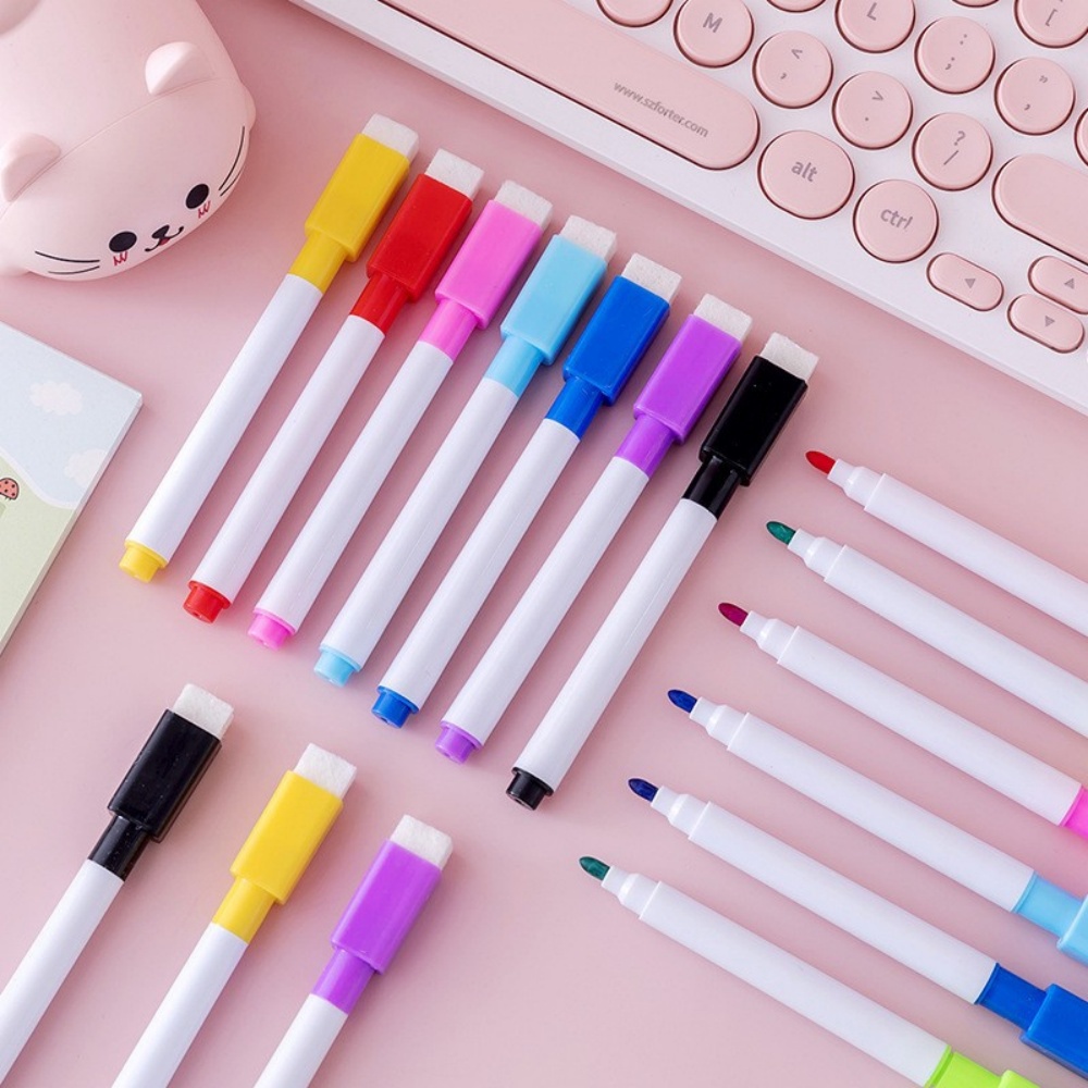 AliExpress 8 Colors Erasable Whiteboard Markers with Eraser, Safe Kids Graffiti Pens for Home School, view 2