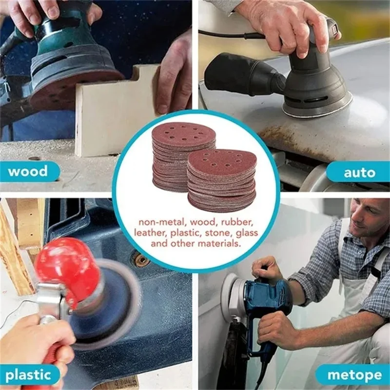 AliExpress 8 Hole 125mm Sandpaper Woodworking Metal Grinding Disc Abrasive Polishing Tool 40/1000/2000 Grit Sanding Discs, view 4