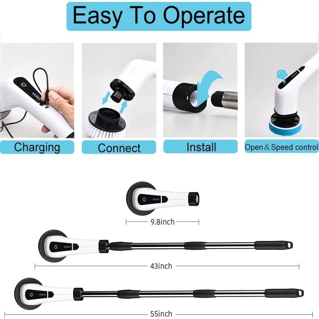 AliExpress 8-in-1 Electric Cleaning Brush with LED Night Light, view 6