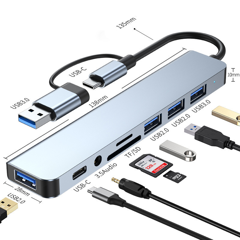 AliExpress 8-in-2 USB and Type-C Hub with SD Card Reader