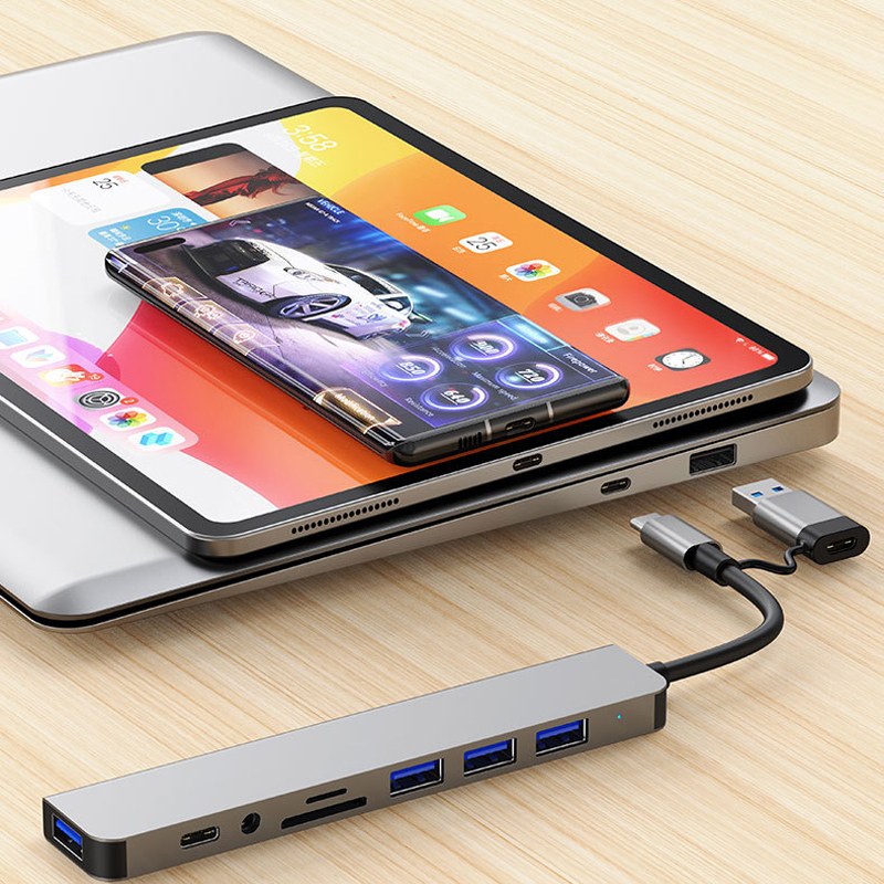AliExpress 8-in-2 USB and Type-C Hub with SD Card Reader, view 2