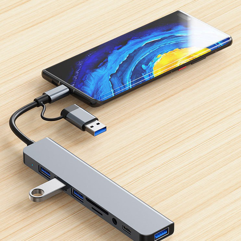 AliExpress 8-in-2 USB and Type-C Hub with SD Card Reader, view 3