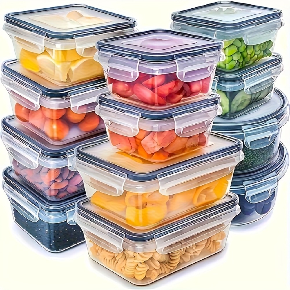 AliExpress 8-PC BPA-Free Airtight Food Containers with Locking Lids - Microwave/Freezer Safe PP Plastic Storage for Dry Goods/Fruit/Veggies