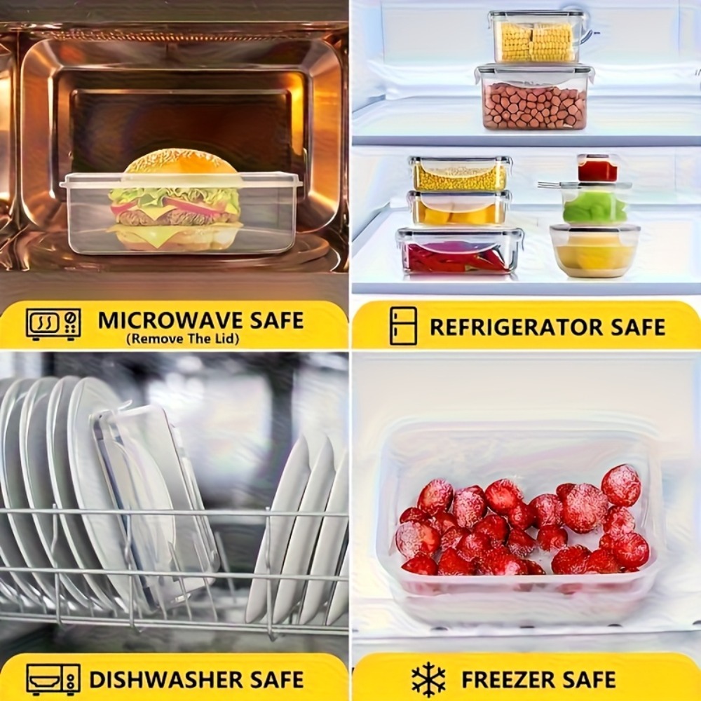 AliExpress 8-PC BPA-Free Airtight Food Containers with Locking Lids - Microwave/Freezer Safe PP Plastic Storage for Dry Goods/Fruit/Veggies, view 4