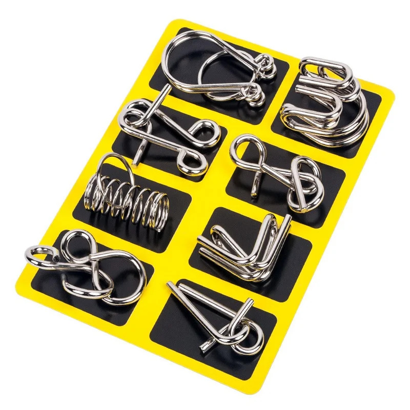 AliExpress 8 Pcs Metal Wire Puzzle Set, Brain Teaser IQ Logic Games for Adults, Challenging Montessori Mind Puzzles for Focus & Skill Train, view 3