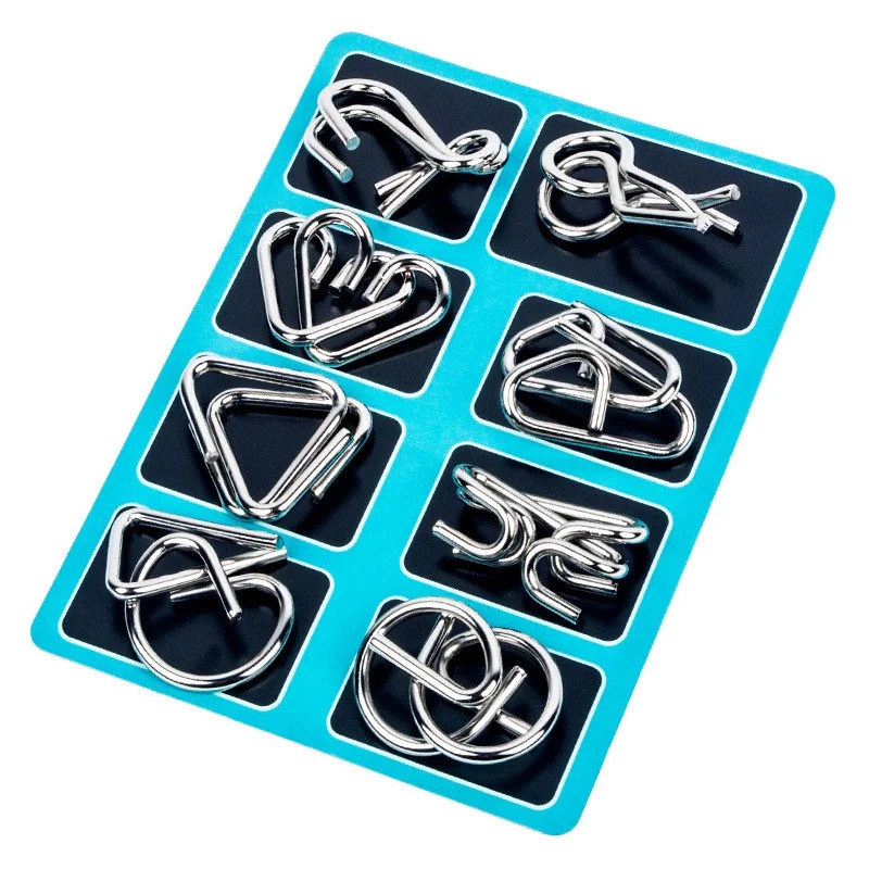 AliExpress 8 Pcs Metal Wire Puzzle Set, Brain Teaser IQ Logic Games for Adults, Challenging Montessori Mind Puzzles for Focus & Skill Train, view 4