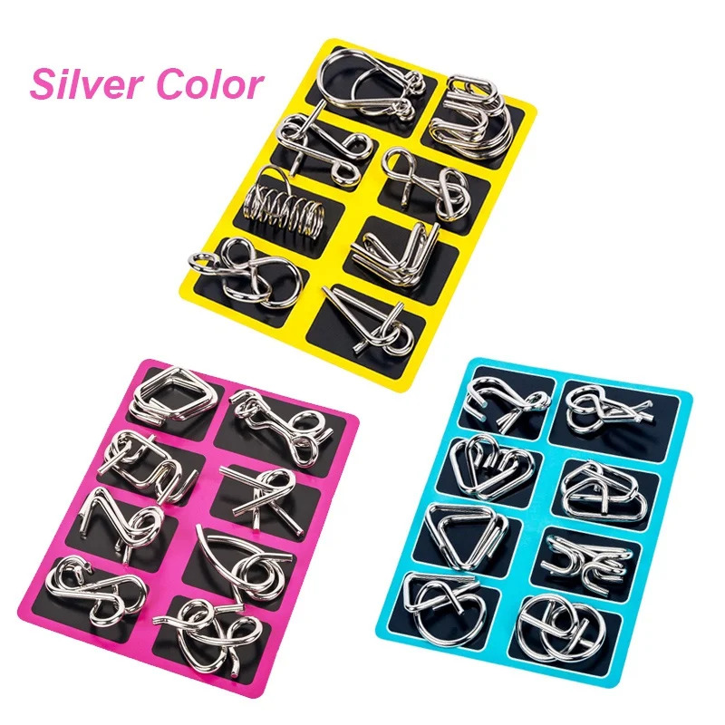 AliExpress 8 Pcs Metal Wire Puzzle Set, Brain Teaser IQ Logic Games for Adults, Challenging Montessori Mind Puzzles for Focus & Skill Train, view 5